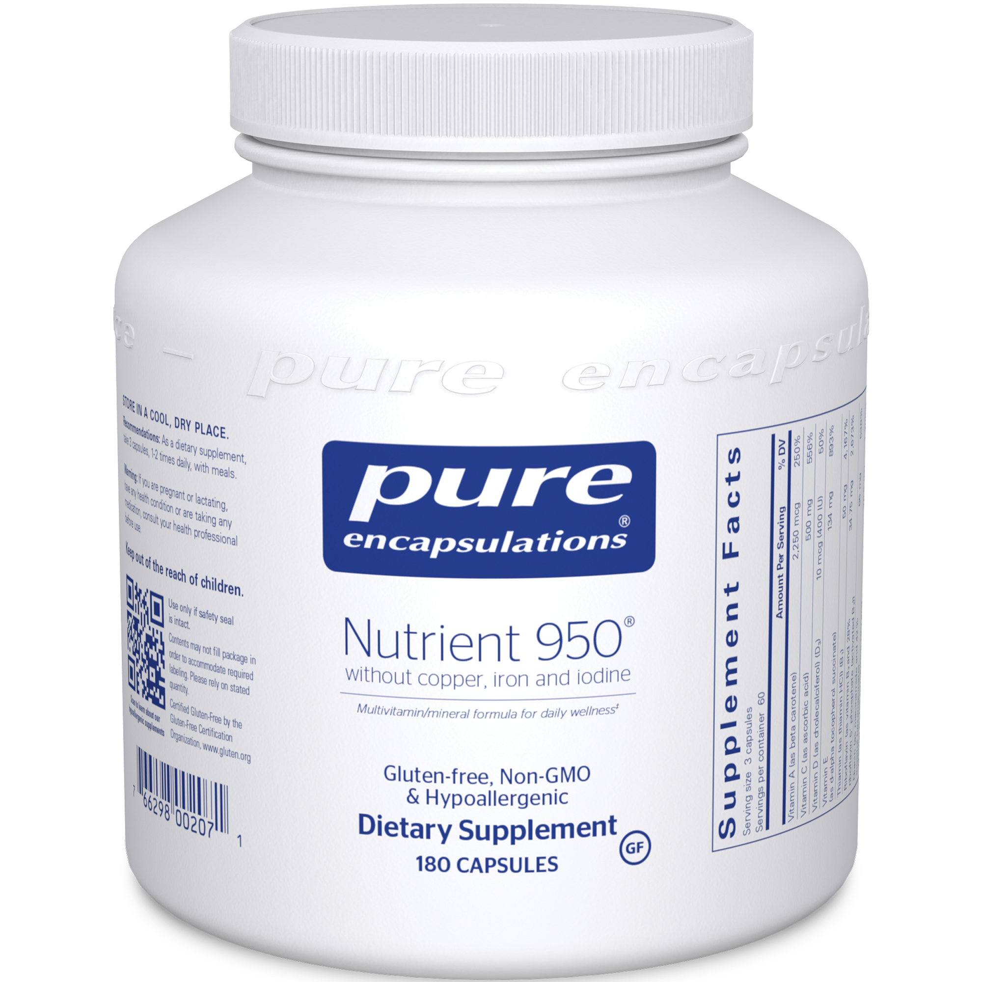 Pure Encapsulations Nutrient 950 w/o Cu, Fe & I 180 vcaps