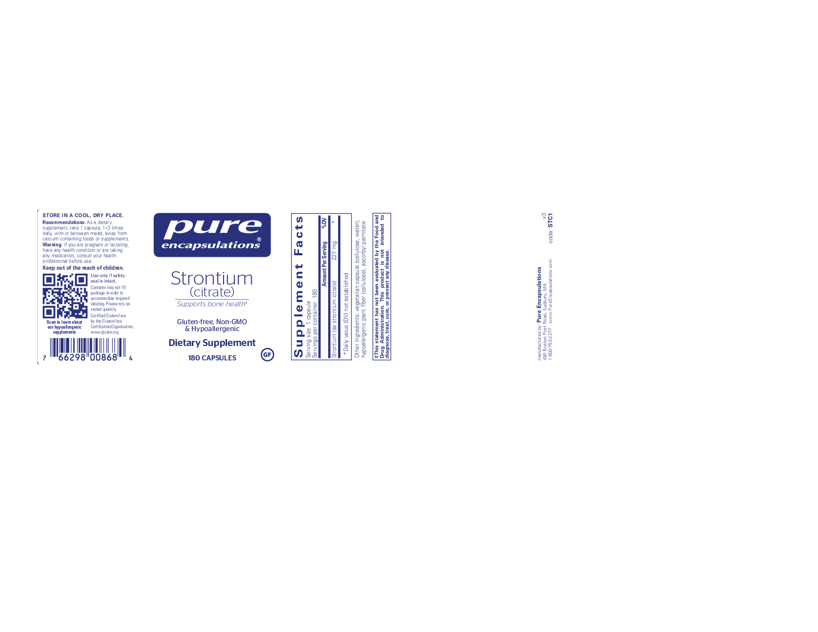 Pure Encapsulations Strontium 227 mg