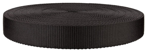 1 1/4 Inch Black Super Heavy Polypro Webbing Closeout, 25 Yards