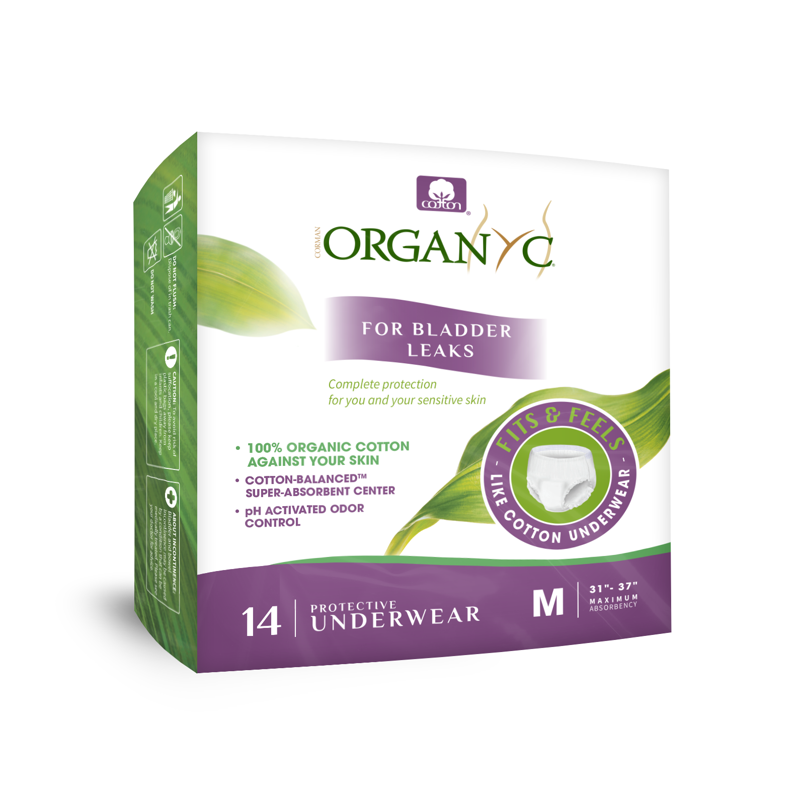 Organyc - Protective Underwear - Medium, 14 CT