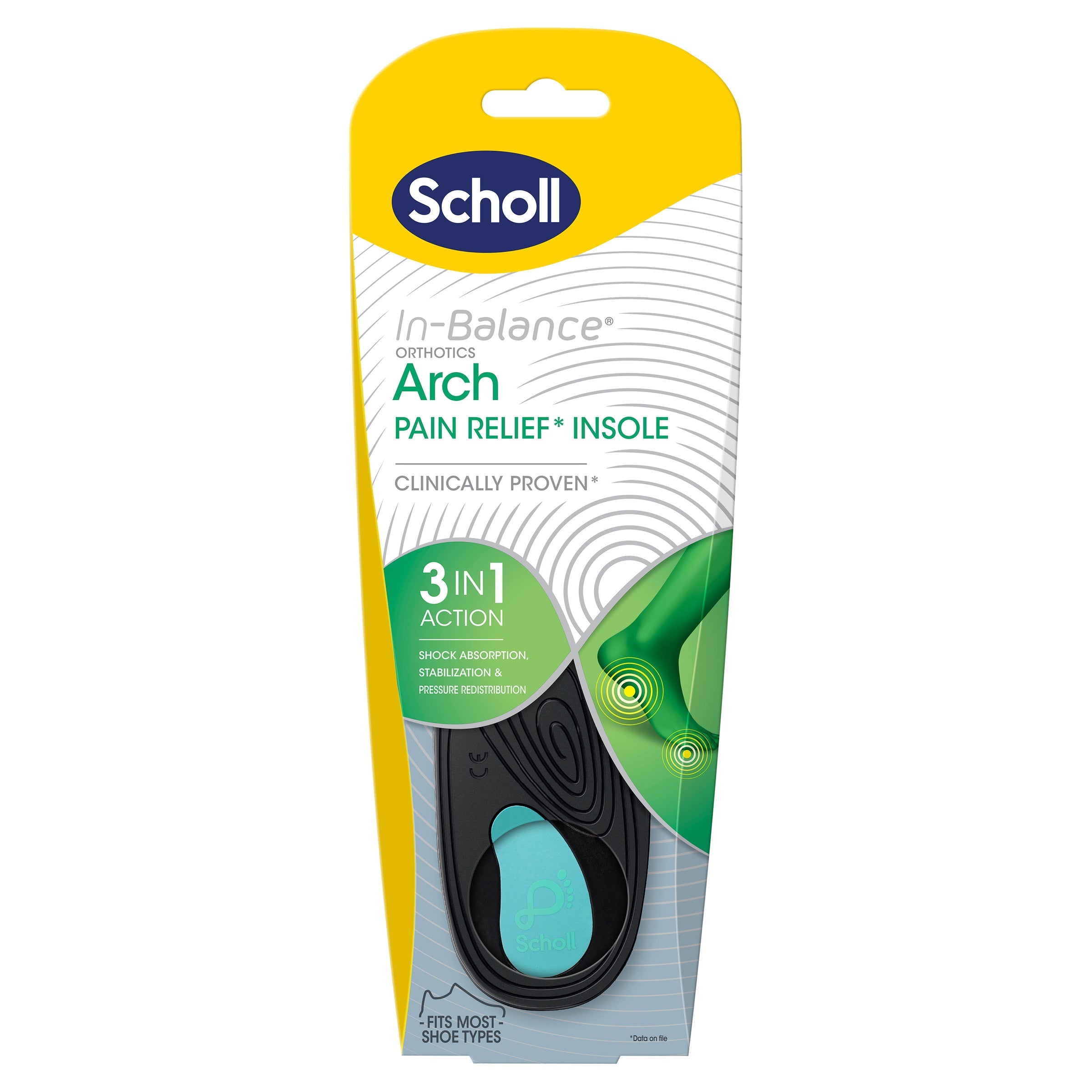 Scholl In-Balance Arch Orthotic Insole Large Size 9 - 11