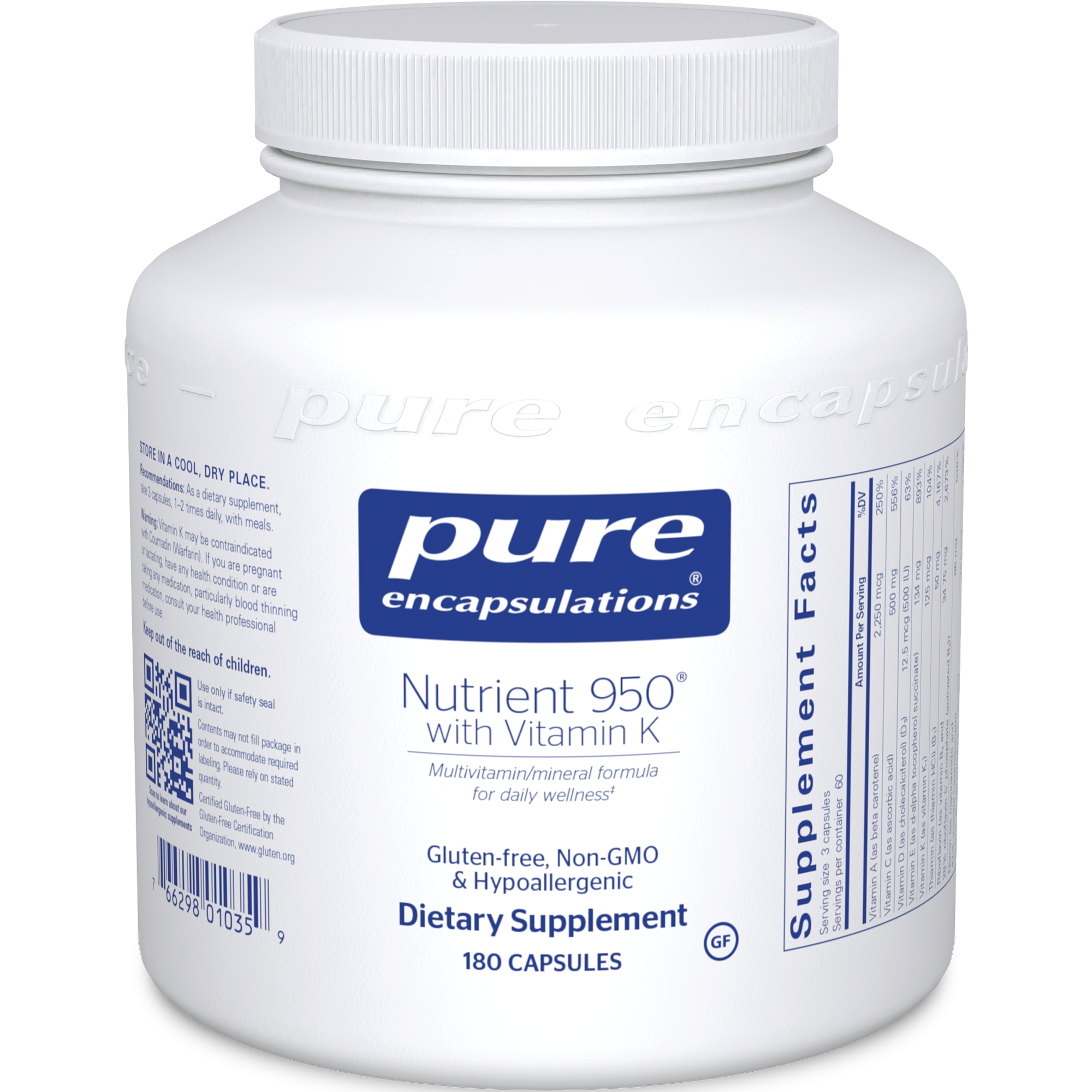 Pure Encapsulations Nutrient 950 with Vitamin K 180 vcaps