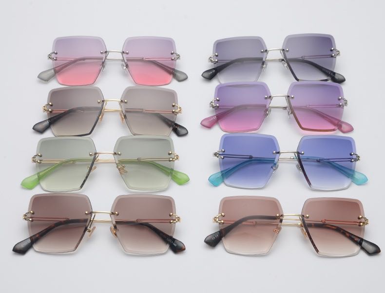 Square rimless cut edge sunglasses