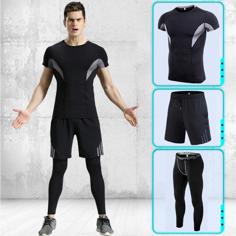 Sports suits men's stretch quick-drying short sleeves - Blue Force Sports