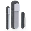 GERMANIKURE Glass Nail File Set in Fitted Cases- Ethically Made in Czech Republic - Professional Permanently Etched Fingernail File, Small Travel File, Cuticle Remover Stick