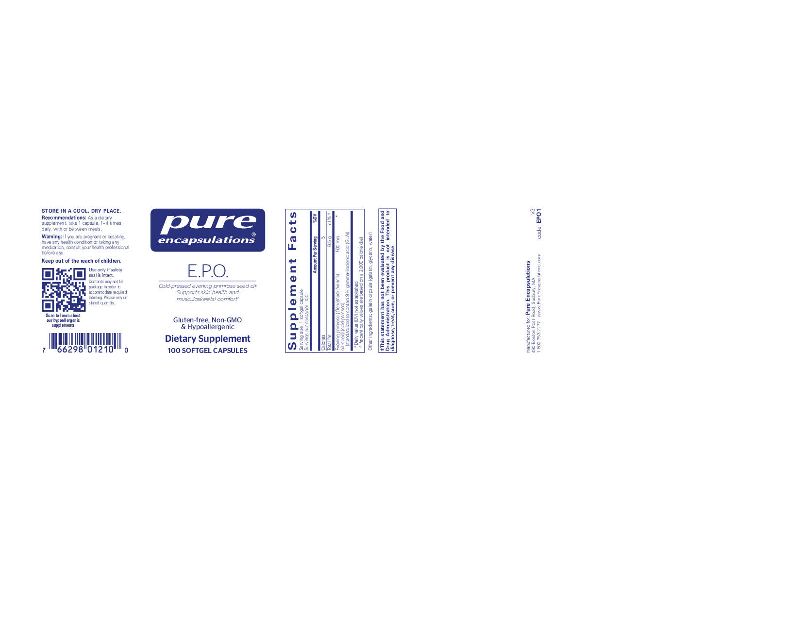 Pure Encapsulations E.P.O. (evening primrose oil)