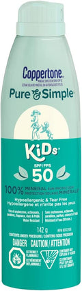 COPPERTONE Mineral Sunscreen Spray SPF 50 Pure & Simple for Kids, 142ml