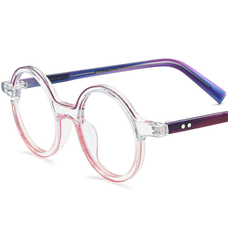 Color Blocking Fashionable Round Plate Glasses - Blue Force Sports
