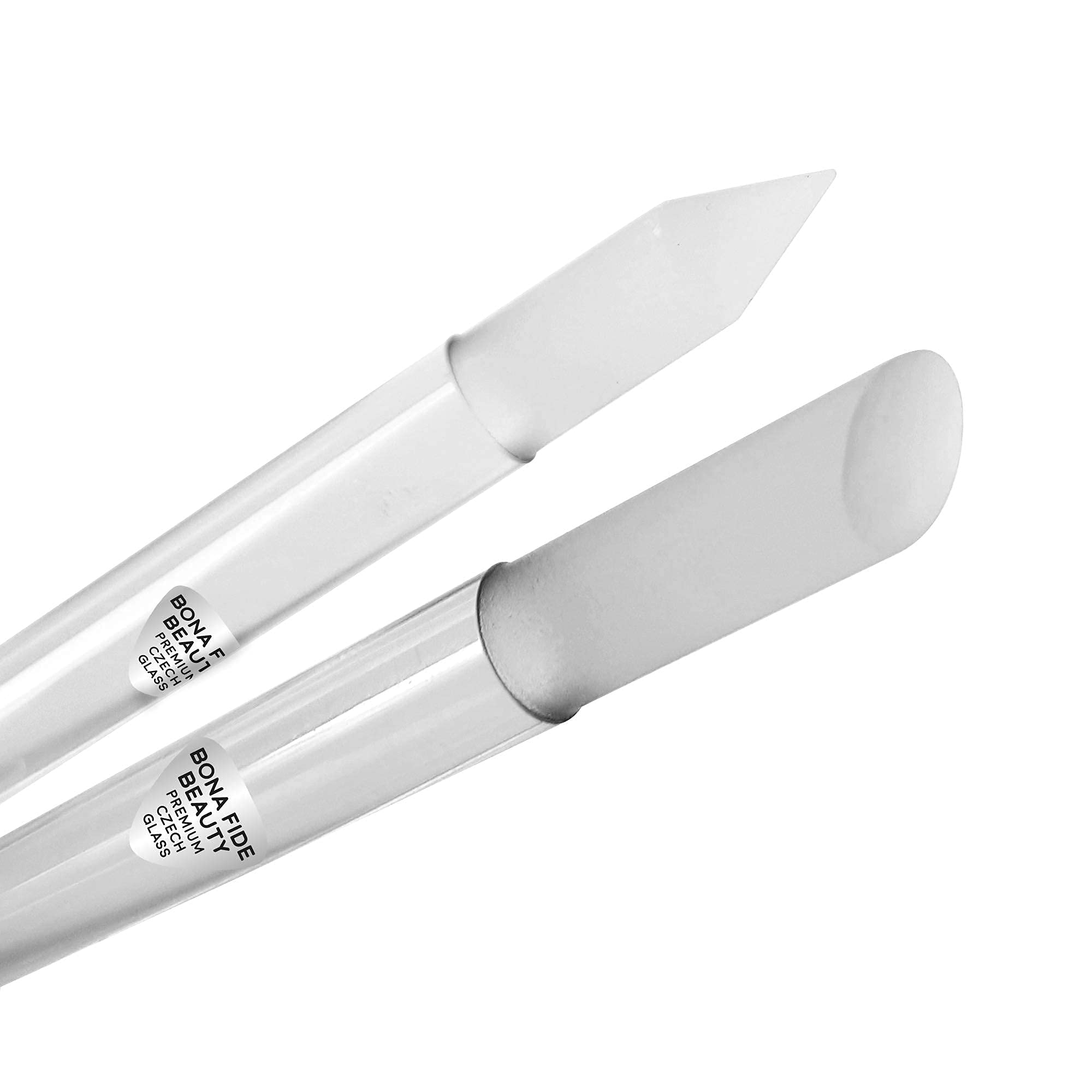 Glass Cuticle Pusher Set of 2 Manicure Nail Care Tools, 2PC Premium Czech Glass Manicure Sticks - Bona Fide Beauty Czech Glass Cuticle Set
