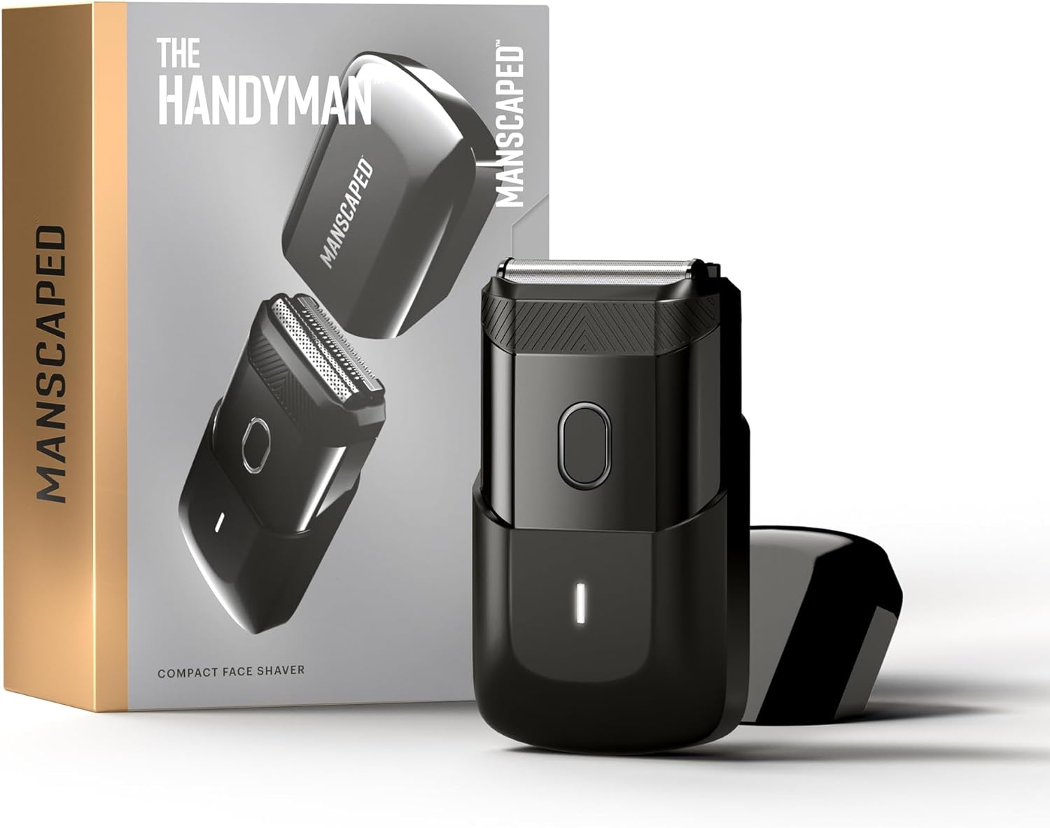 MANSCAPED¬® The Handyman¬™ Compact Face Shaver √ê Portable Men√ïs Travel Facial Hair Groomer, USB-C Rechargeable Electric Razor, Waterproof, Cordless, Dual-Action SkinSafe¬™ Long-Hair Leveler & Foil Blades