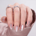 Press On Nails Short - BTArtbox Almond Nails, Opaque Reusable Stick Fake Nail with Glue in 16 Sizes 32 Kit, Falling Star Cat Eye