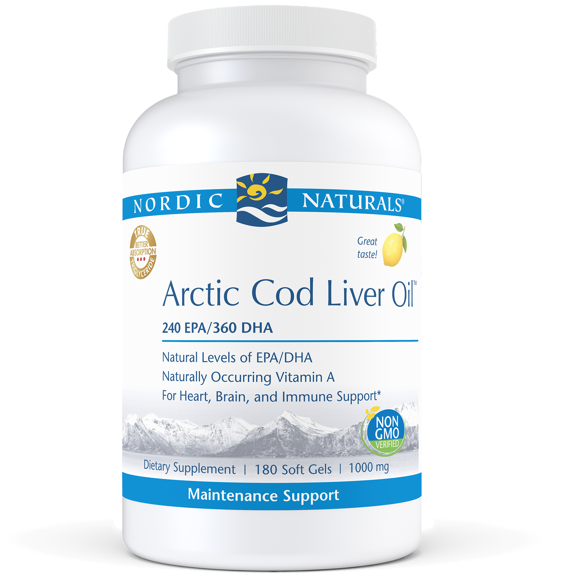 Nordic Naturals Arctic Cod Liver Oil  Lemon 180 gels