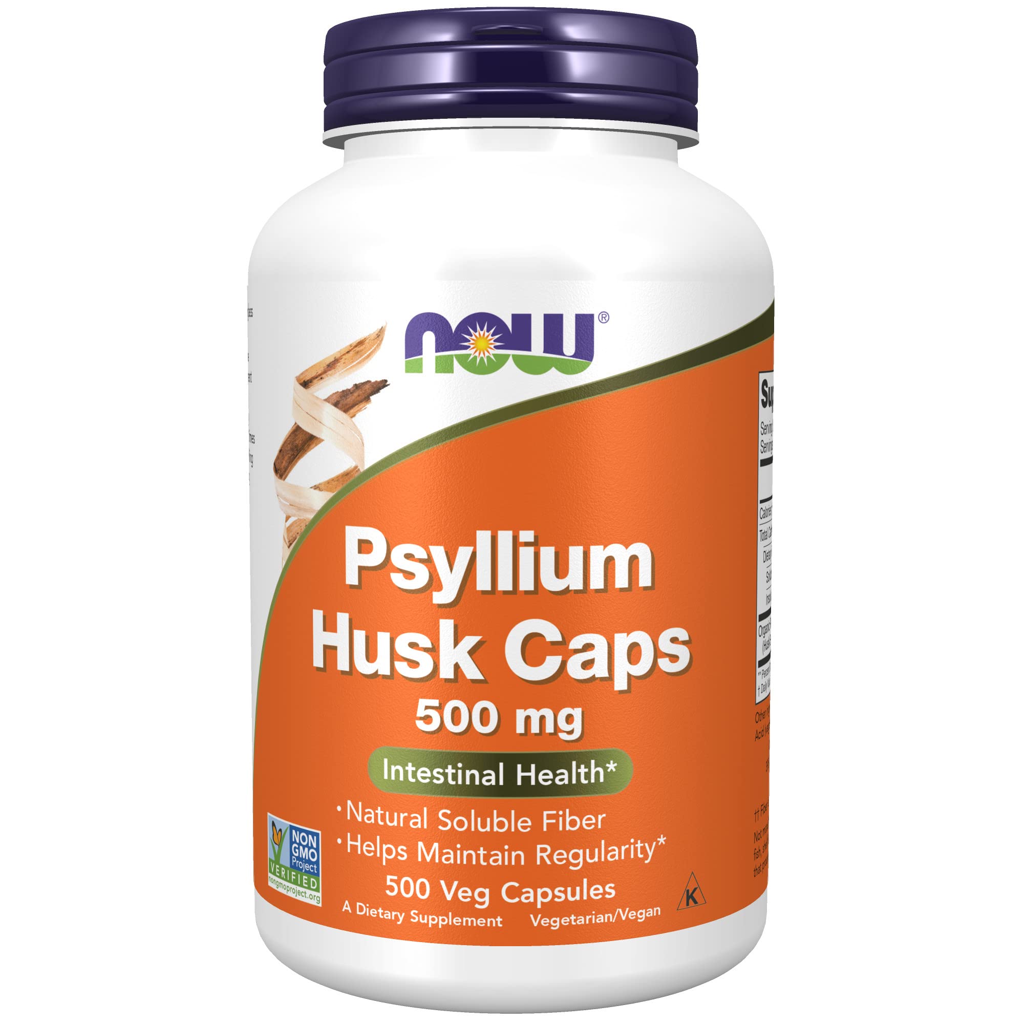 NOW Supplements, Psyllium Husk Caps 500 mg 500 Veg Capsules