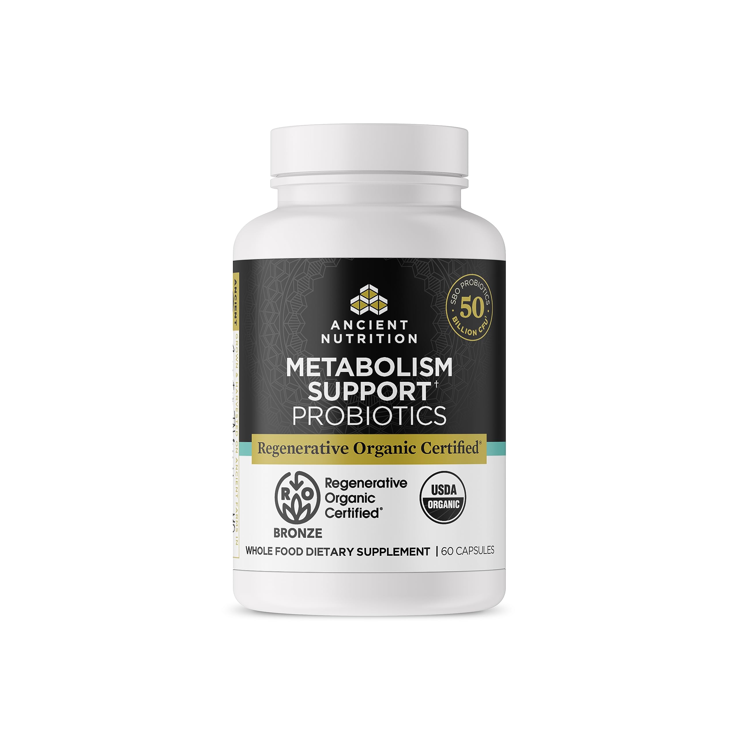 Ancient Nutrition Organic Probiotics Metabolism Support 60 Ct 50B CFU