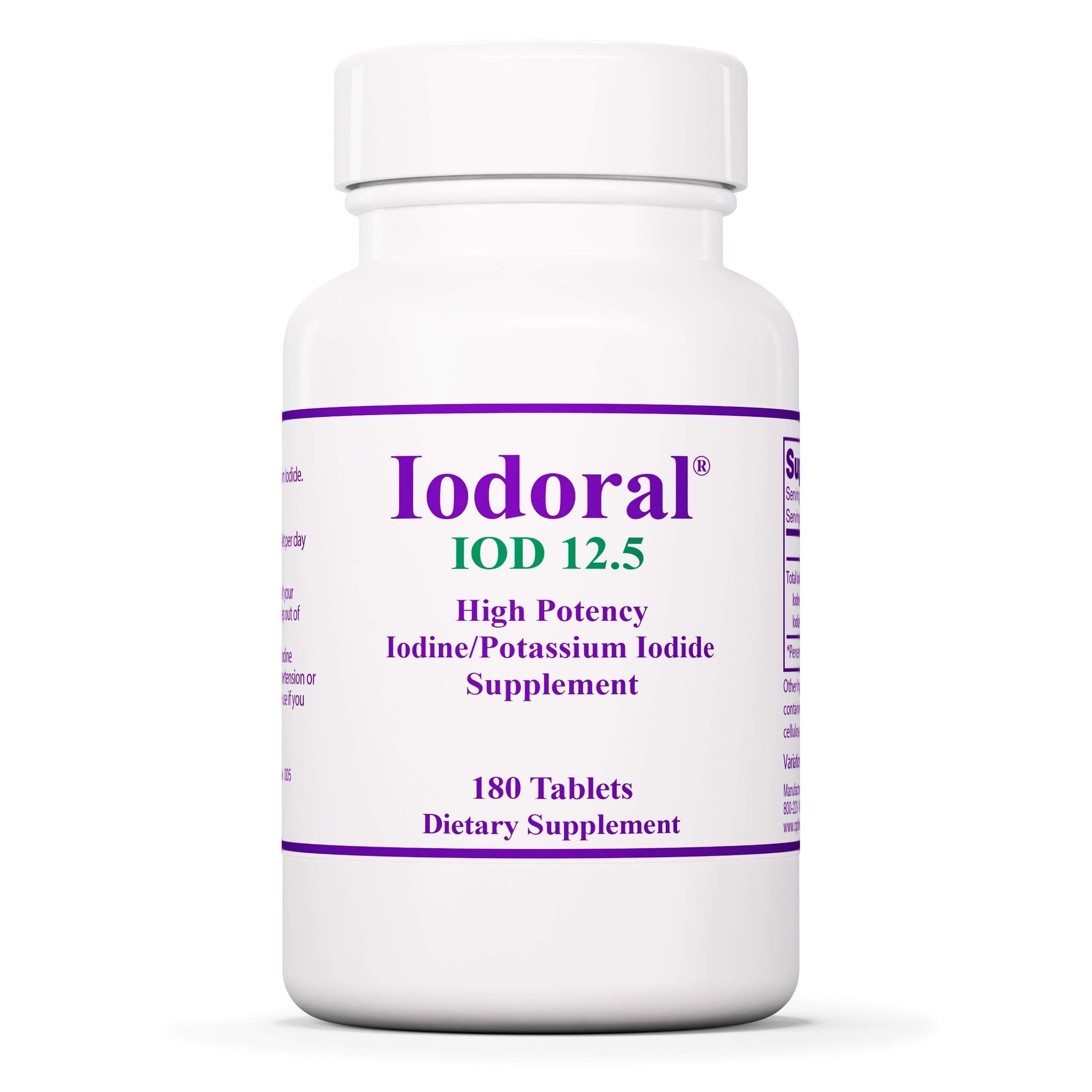 Optimox Iodoral 12.5 mg High Potency Iodine Nutritional Supplement 180 Tablets