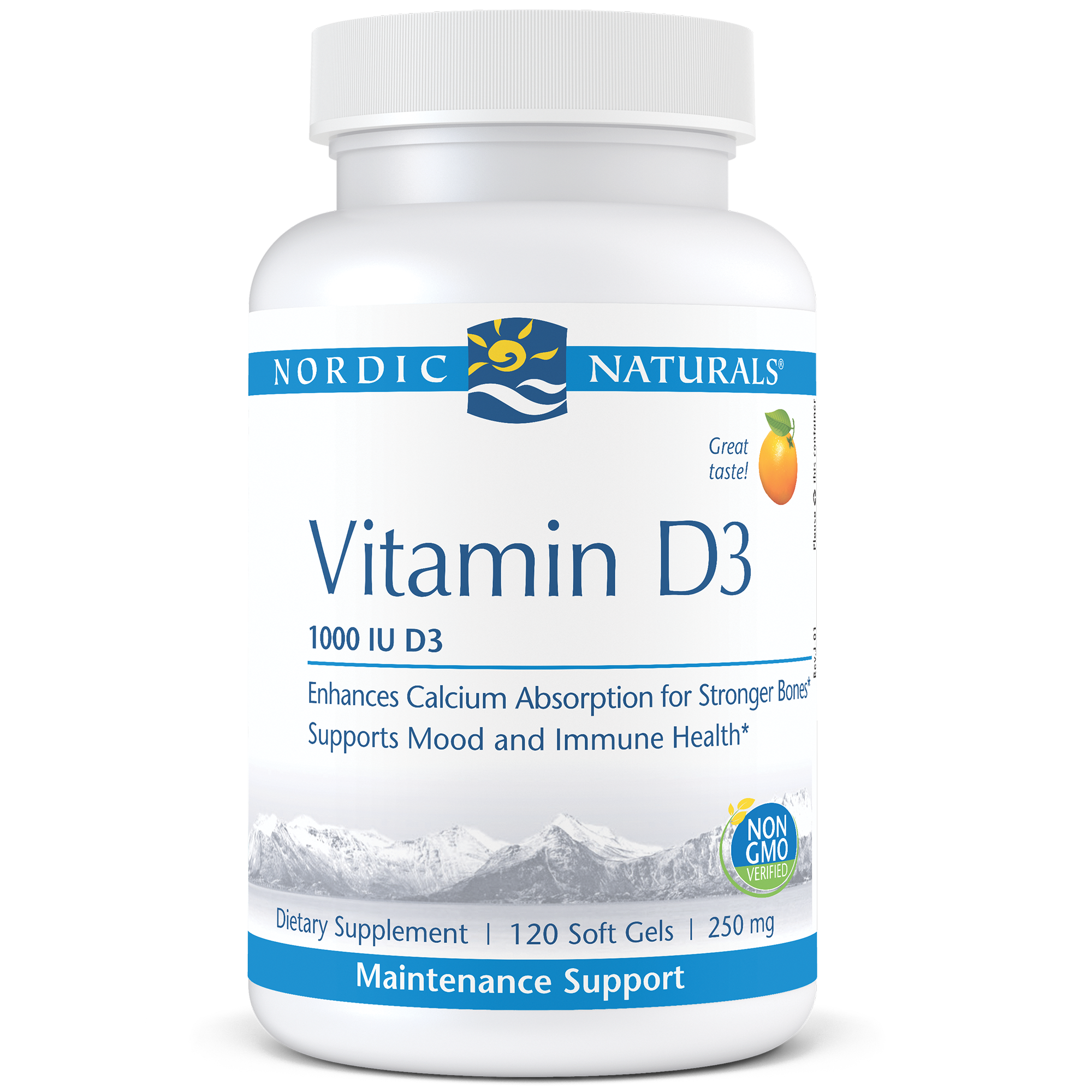 Nordic Naturals Vitamin D3 Orange Flavor 120 gels