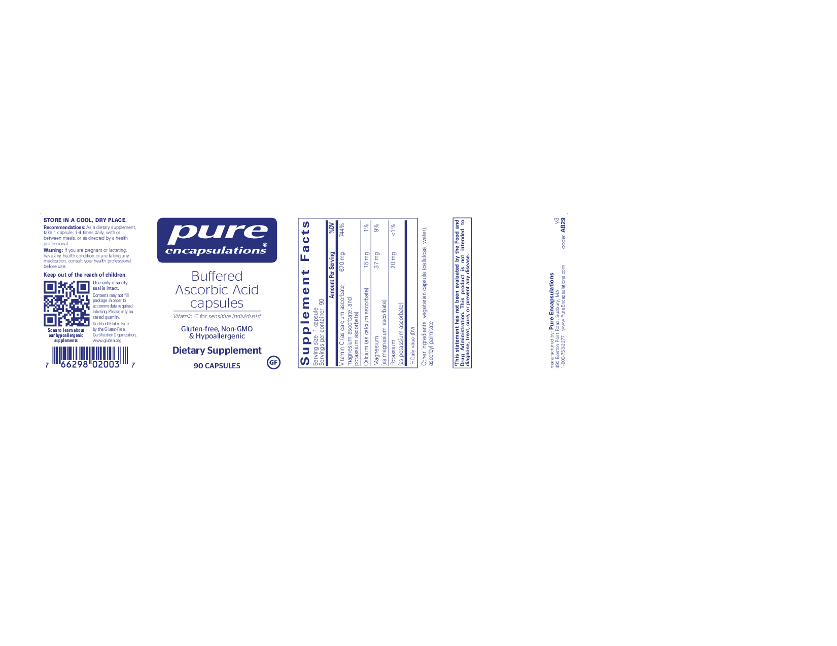 Pure Encapsulations Buffered Ascorbic Acid