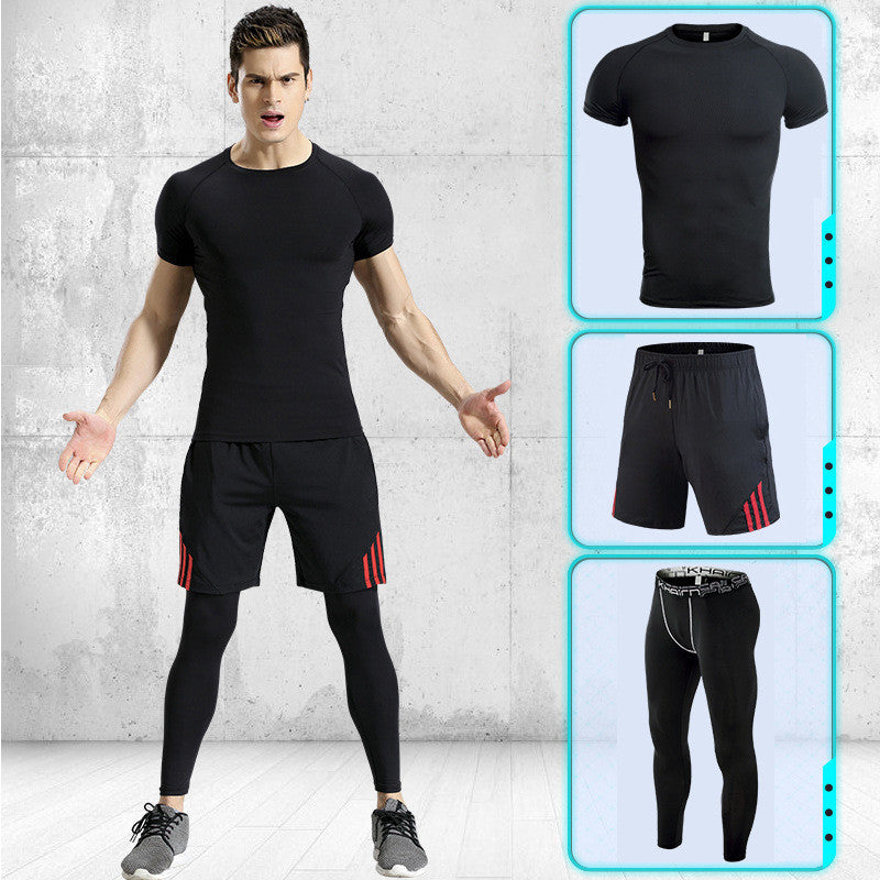 Sports suits men's stretch quick-drying short sleeves - Blue Force Sports