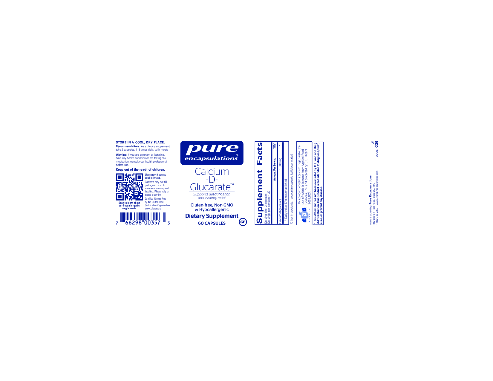 Pure Encapsulations Calcium-d-Glucarate 1000 mg