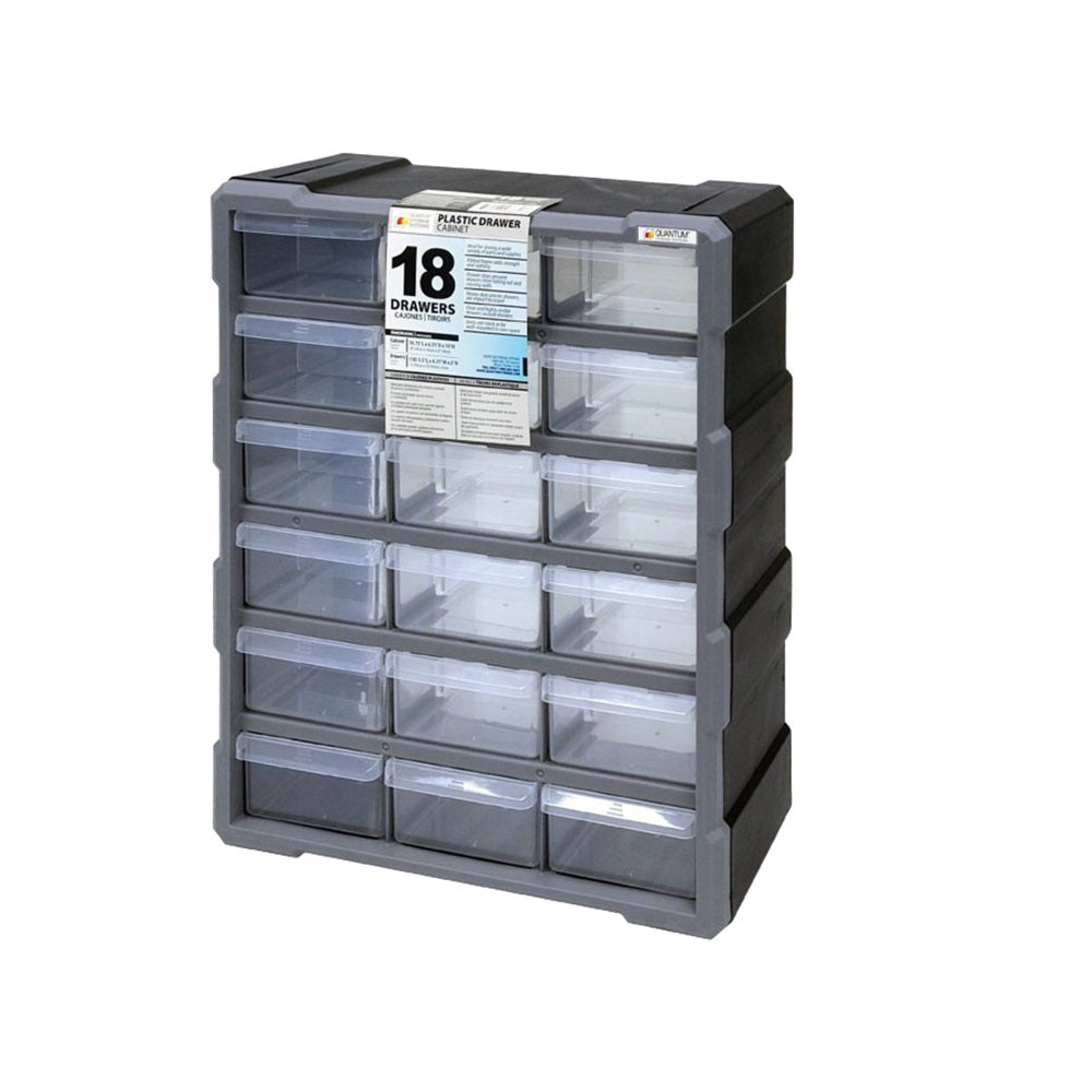 Quantum PDC-18BK Plastic Drawer Cabinet, Polypropylene