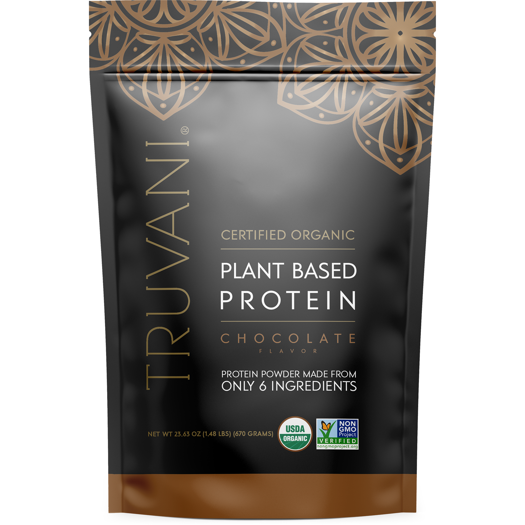 Truvani Plant Based Protein Powder - Chocolate Protein Powder 20 Servings USDA Certified Organic- Vegan, Non-GMO, Dairy, Soy & Gluten Free