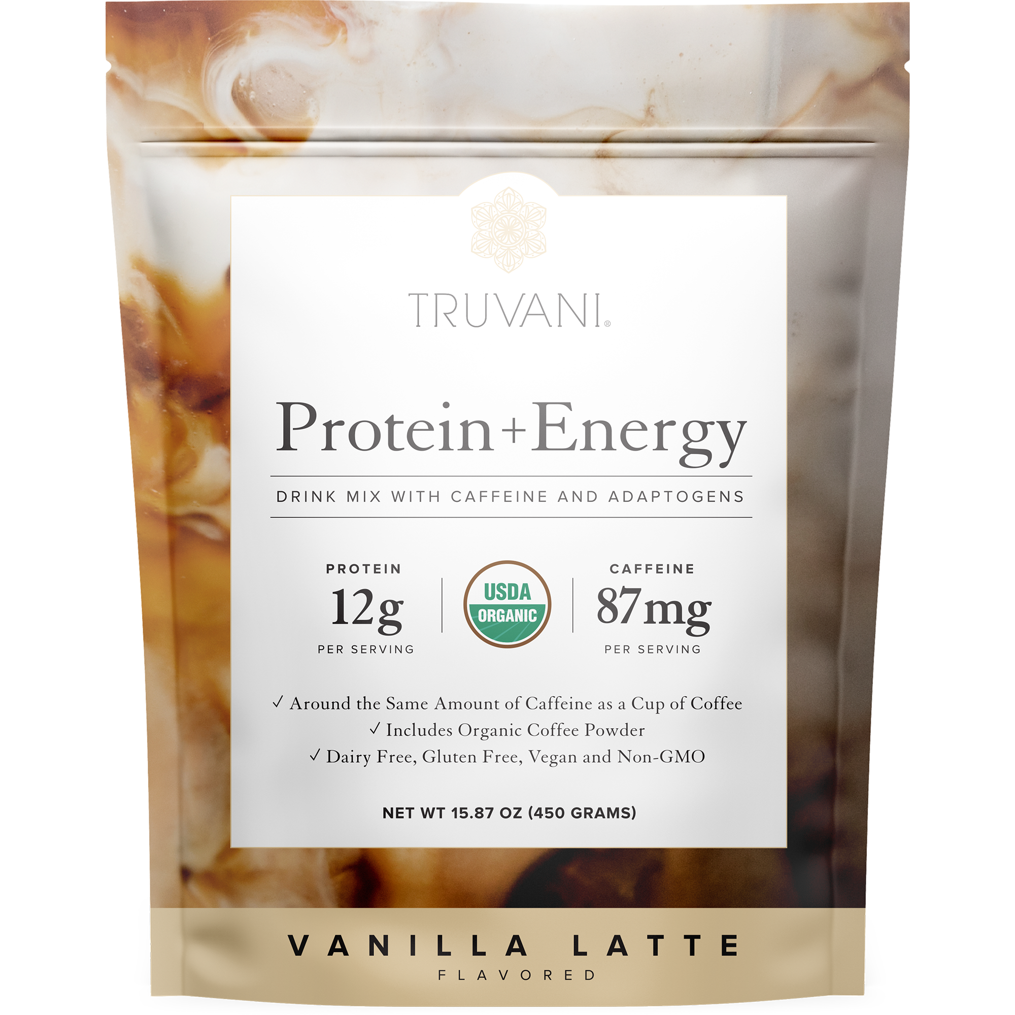Truvani Protein + Energy Drink Mix Vanilla Latte 20 Servings