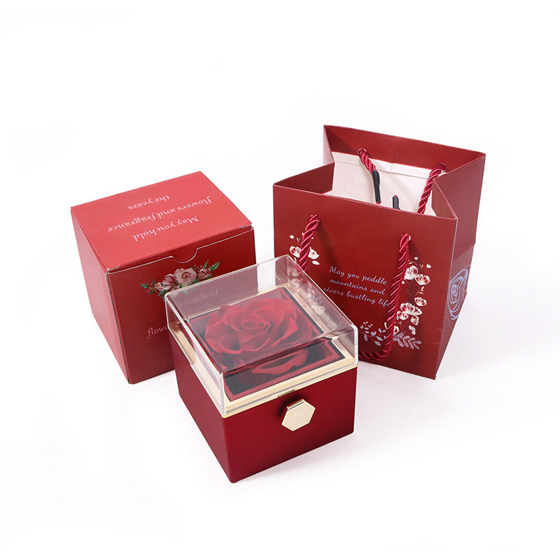 Creative Jewelry Box Rotating Valentine's Day Preserved Flower Gift Box