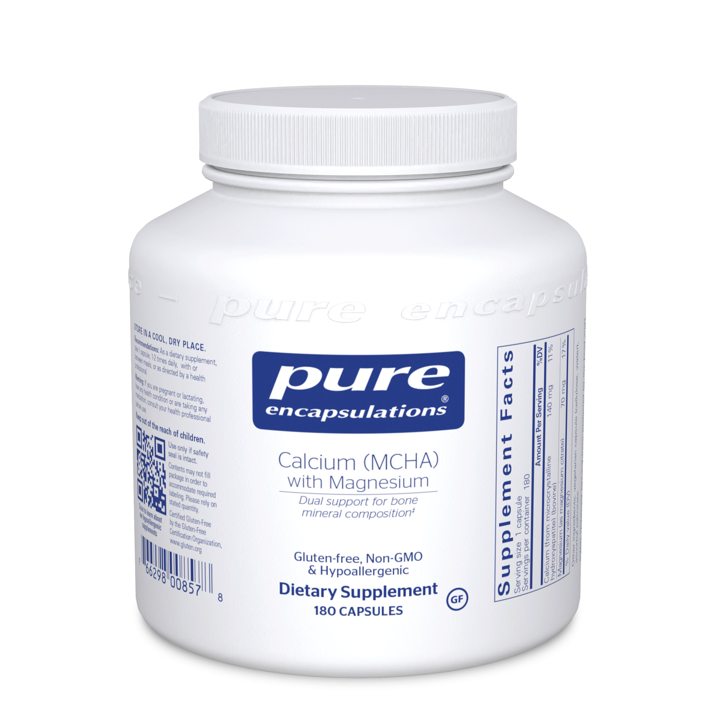 Pure Encapsulations Calcium (MCHA) with Magnesium 180 vcaps