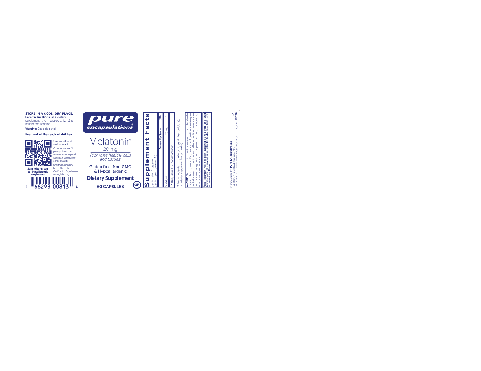 Pure Encapsulations Melatonin 20 mg