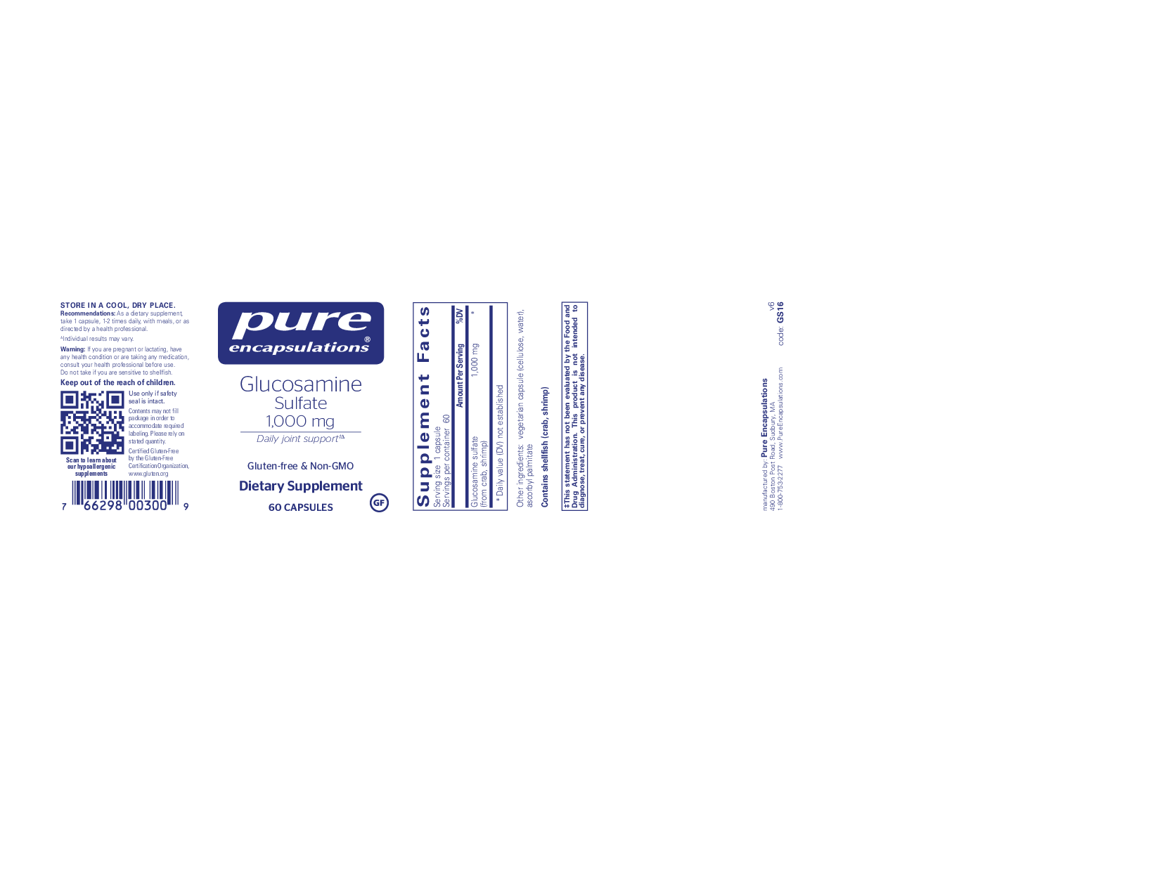 Pure Encapsulations Glucosamine Sulfate 1000 mg