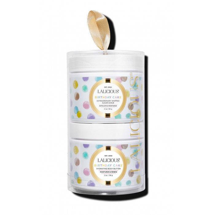 Lalicious Tavel Size Mini Duo Birthday Cake - Sugar Scrub & Body Butter  2 x 2 oz